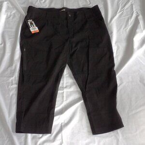 KHOMBU Women's Capris Lightweight Hiking Trek Pants Black, NWT